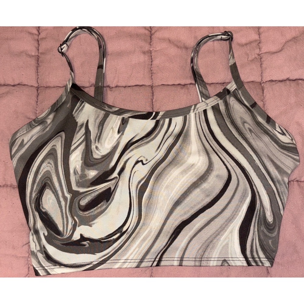 PINK Victoria's Secret Marble Print Sports Bra Strappy Back Light Support Size S